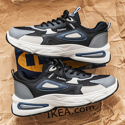 Men's Fashion Sneakers - White/Black/Brown PU Upper, Breathable Fabric Lining  Cushioned EVA Insole, Durable PVC Sole, Lace-Up Mid-Top Design for All-Season Casual  Daily Wear, High Top Sneakers, Versatile Footwear, Modern