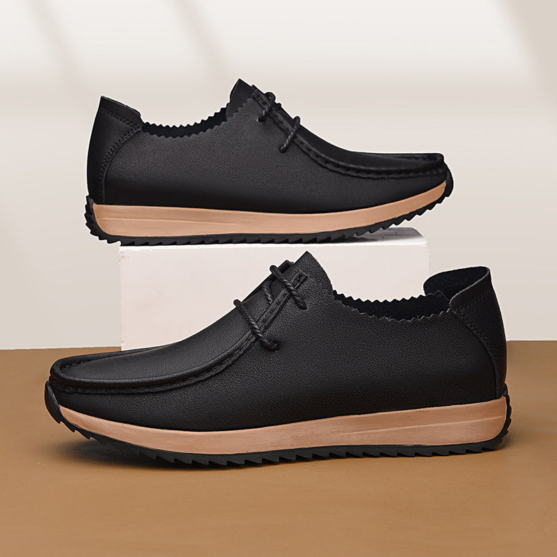 Men's Low-Top Oxford Shoes with Hidden Height Increase, Anti-Slip Sole