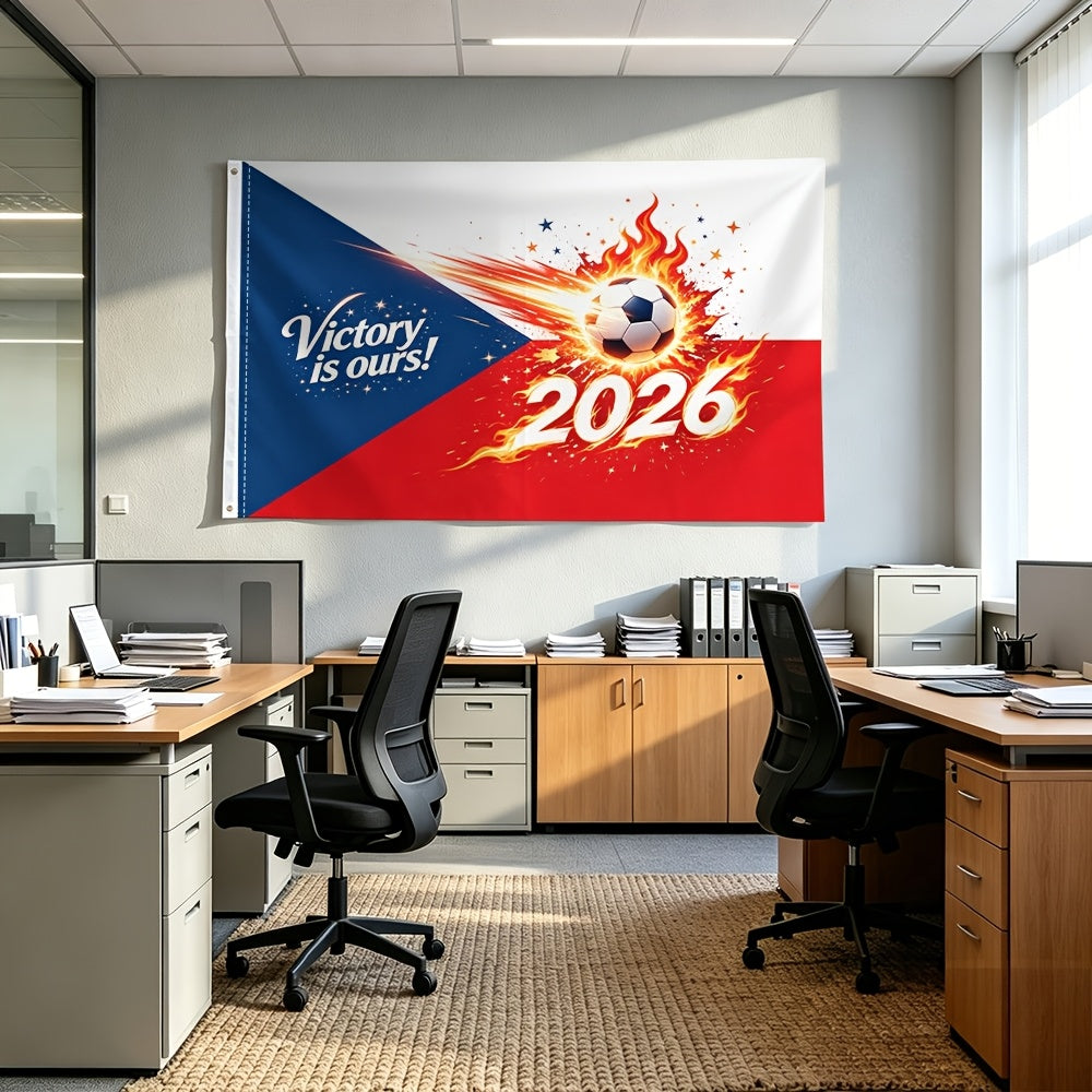 Czech 2026 Football Themed Polyester Fan Flag - Single-Sided Print