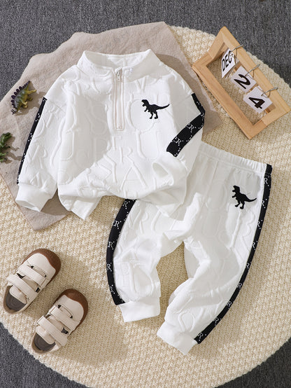 Boys' Dinosaur Sweatshirt & Pants Set, Fall/Winter Casual Wear