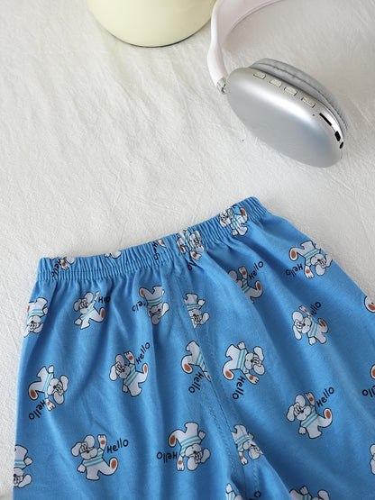 Kids Summer Cotton T-Shirt & Shorts Set with Animal Print