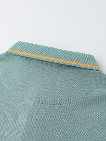 Men's Turn- Collar 95% Cotton 5 Spandex Embroidered T-Sshirt Short Sleeve Comfortable Breathability - ayq