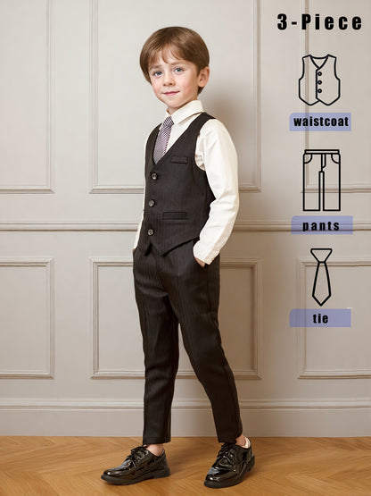 Boys' Gentleman Vest Set with Pants and Tie for Special Occasions
