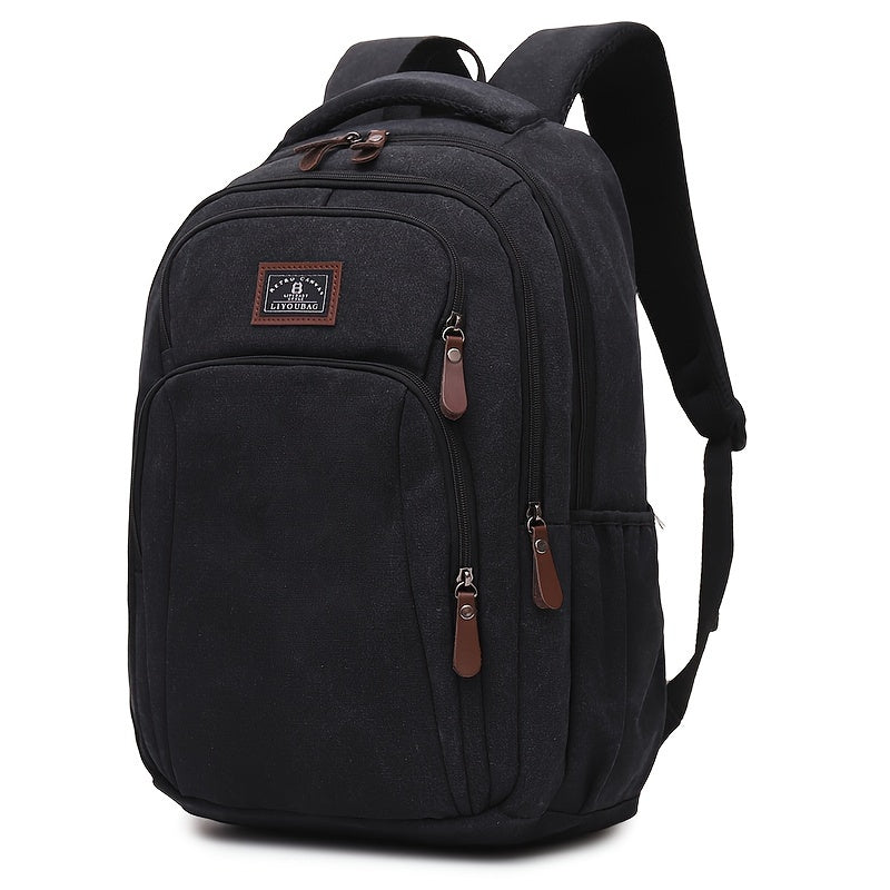 Men's Lightweight Canvas Travel Backpack with Laptop Compartment