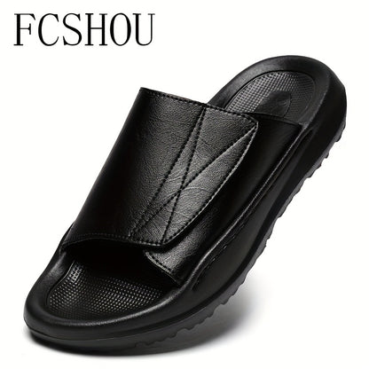Men's Summer Outdoor Slippers Split Leather Slip-On Sandals