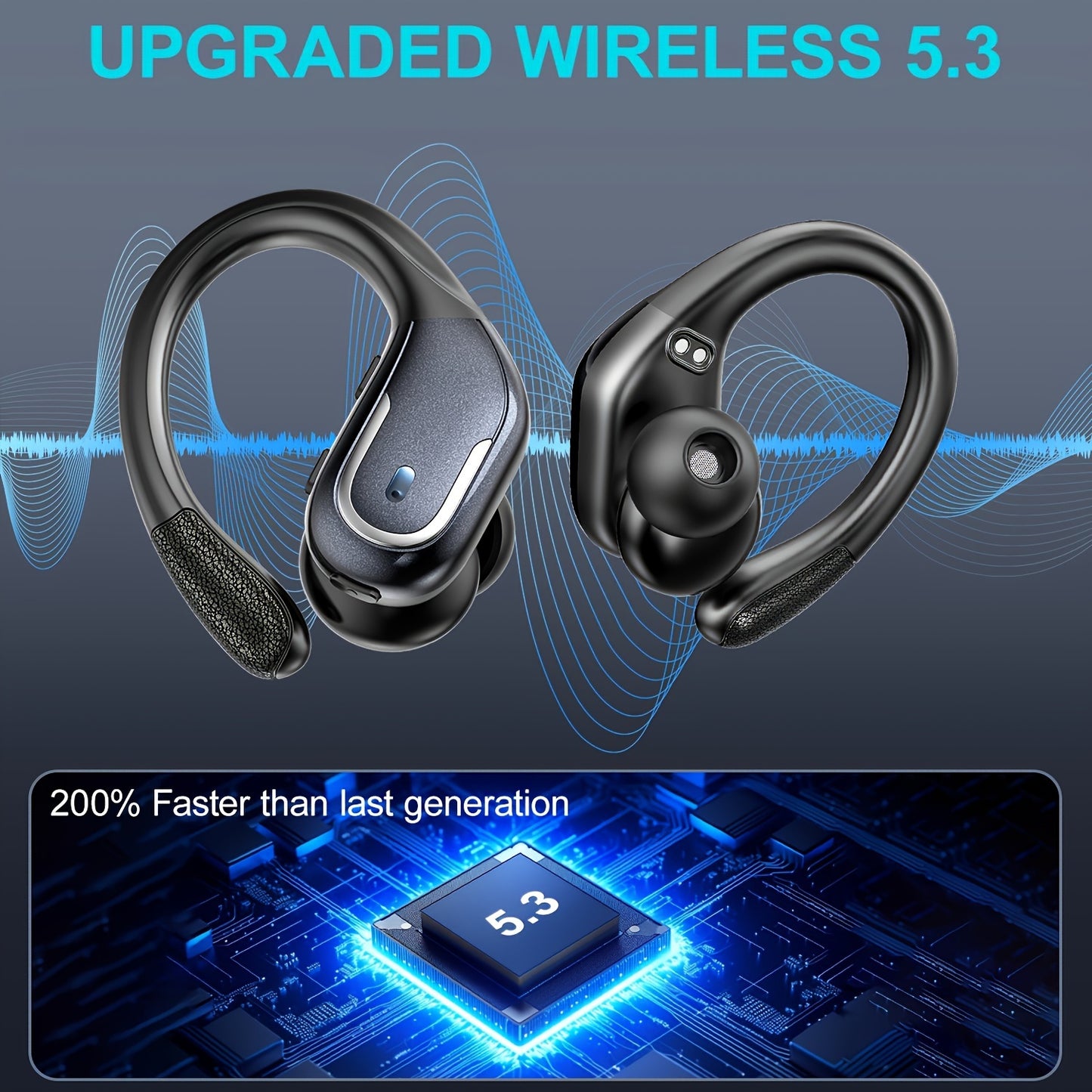 LIFEBEE New Wireless Earbuds for Running Sports, Wireless Earphones with Earhooks Pure Bass Sound, Over Ear Headphones with Dual-LED Display, Earphones Noise Cancelling Headset Built-in Microphone