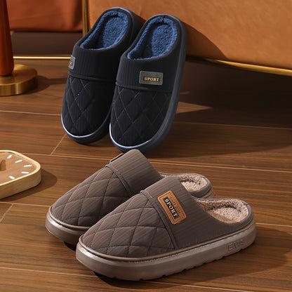 Men's Winter Oversized Slippers with Plush Lining & EVA Sole