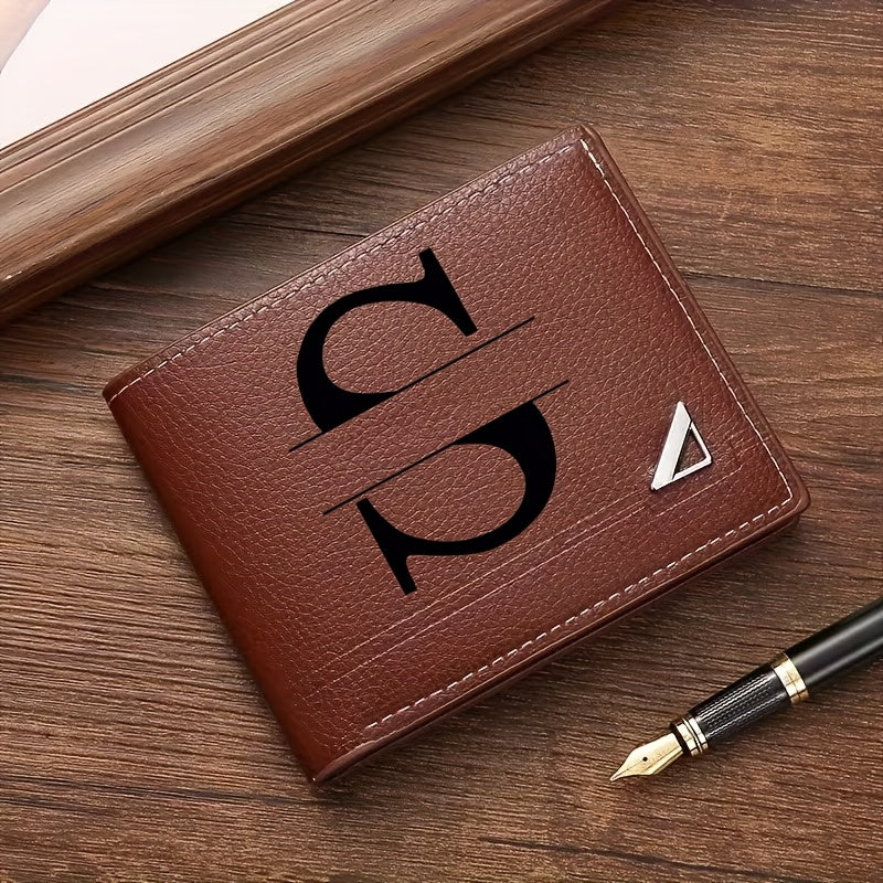 Custom Letter Solid Color Men's Wallet, Black Stylish Foldable Card Holder, Casual Men's Coin Purse, Suitable as a Birthday Gift for Husband, Holiday Anniversary Gift