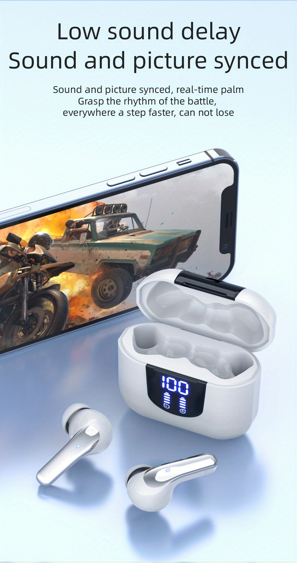 Wireless Headphones, Wireless 5.3 Earbuds, 13mm Speaker, 30H Playtime, Type-C Fast Charging Box, Stereo Wireless In-Ear Headset, Suitable for iPhone and Android In-Ear Headsets, Gaming Business Sports Headphone Mic