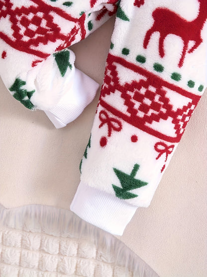 Children's Christmas Fashionable Autumn and Winter Flannel Suit Children's Warm New Two-piece Set