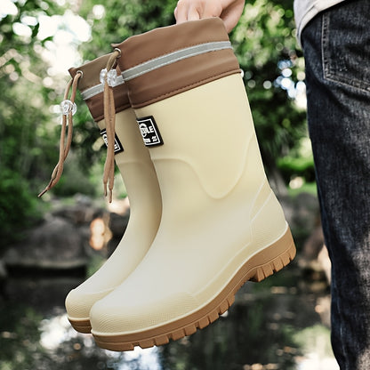 Men's Lightweight Rubber Rain Boots Casual Mid-Calf Style
