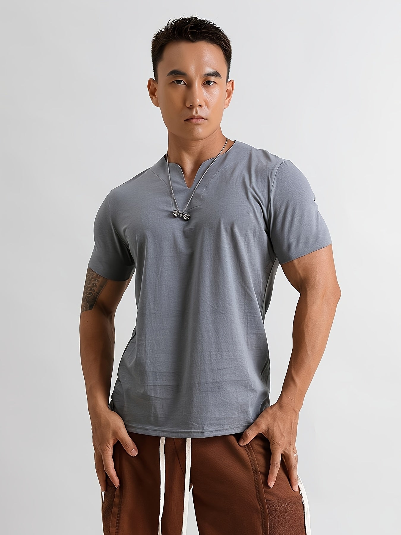Men's Quick-Dry Gym T-Shirt - Muscle Crew Neck Workout Shirt, Stretch Athletic Tee for Weightlifting, Running, Training - Non-See-Through Muscle Builder Top (Hand Wash/Dry Clean) - Ideal for Gym  Casual Outfits, Gym Shirt, A
