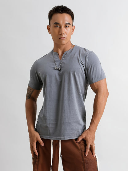 Men's Quick-Dry Gym T-Shirt - Muscle Crew Neck Workout Shirt, Stretch Athletic Tee for Weightlifting, Running, Training - Non-See-Through Muscle Builder Top (Hand Wash/Dry Clean) - Ideal for Gym  Casual Outfits, Gym Shirt, A