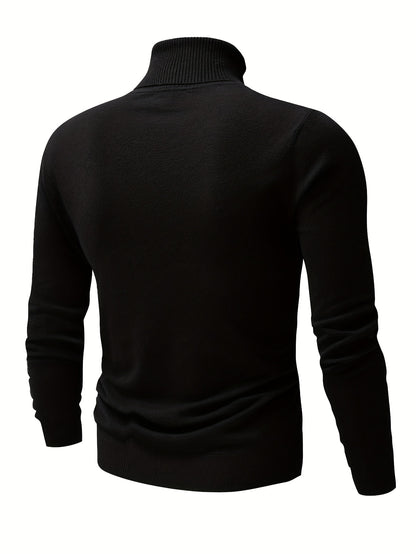 Men's Slim Fit High-Neck Knitted Pullover Sweater for Fall/Winter