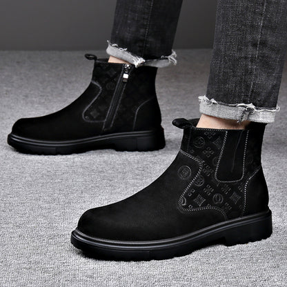 Men's Genuine PU Snow Boots with Plush Lining & Zipper