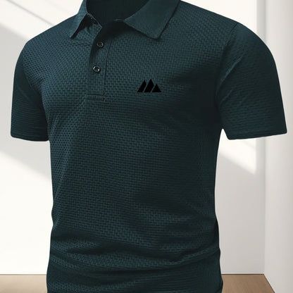 FS1128 Style Men'S Jacquard Polo Shirt with Unique Print Patterns, Casual Short Sleeves, Summer Fashion, Breathable Embossed Top, a Perfect Gift - ayq