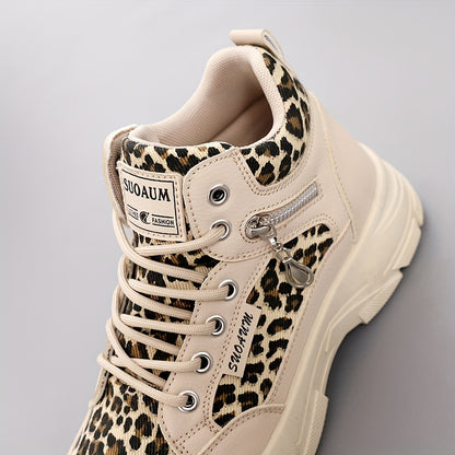 Women'S Stylish Leopard Print Sneakers - Casual, Versatile Walking Shoes for Outdoor and Fitness Activities, Lightweight and Comfortable, All-Season Use, Casual Walking Shoes   Leopard Print Sneakers   Comfortable Walking Sho