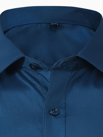 Men’s High-Stretch Lapel Short-Sleeve Shirt for Summer Casual