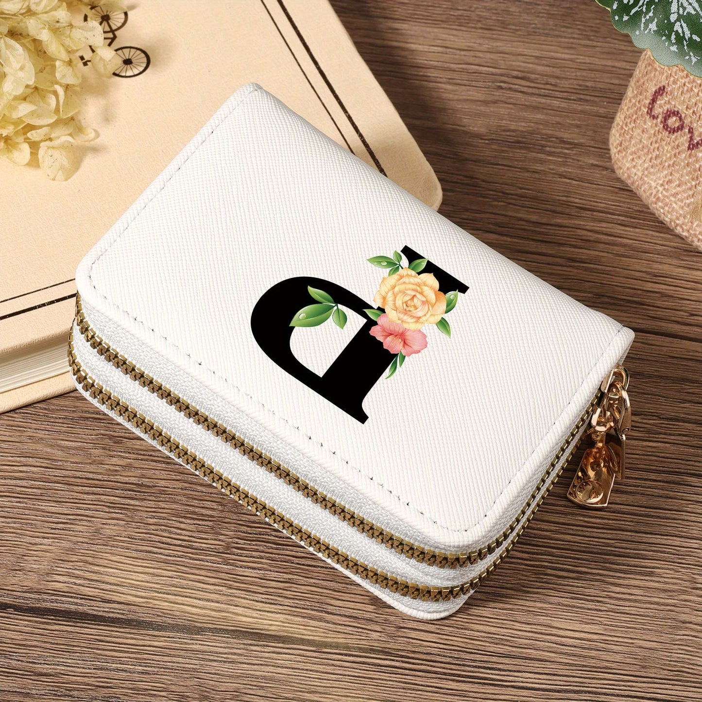 Women's Lightweight Wallet - Compact Zipper Purse with Multiple Card Slots & Coin Pocket, Elegant Monogram Initials, Secure Closure for Everyday, Travel, Gift - Women's Credit Card Organizer, Everyday Carry Purse, Stylish Ini