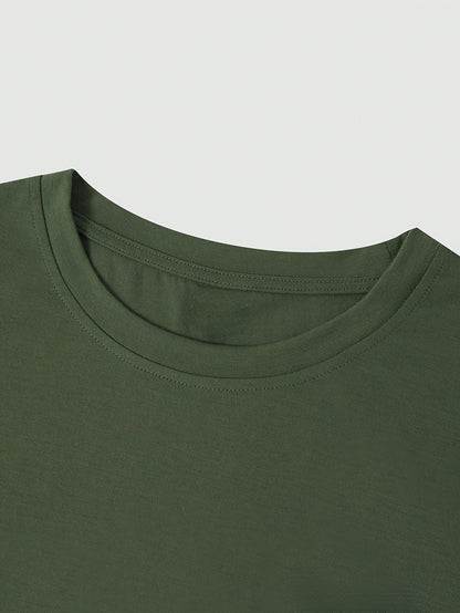 Men's Round Neck T-Shirt, Three-Color Patchwork Top with Asymmetric Double Stripes, Trendy Comfortable Breathable High-Quality Factory-Made Casual Fit