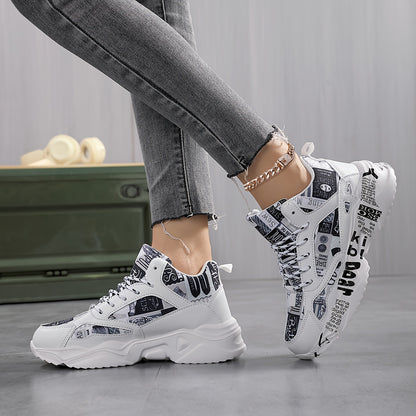 Women's Lightweight Running Shoes - Cushioned Stability Gym Sneakers with Arch Support, Breathable Fabric/PU Upper - All-Season Walking Shoes for Training, Everyday  Formal Events - White  Black Athletic Footwear, Comfortab