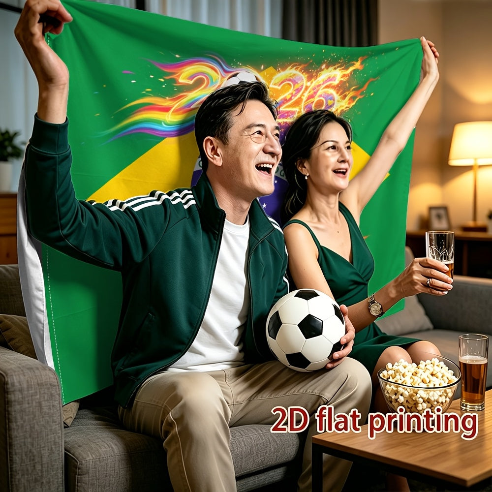 Brazil 2026 Football Fan Flag - Vibrant Polyester Sports Banner
