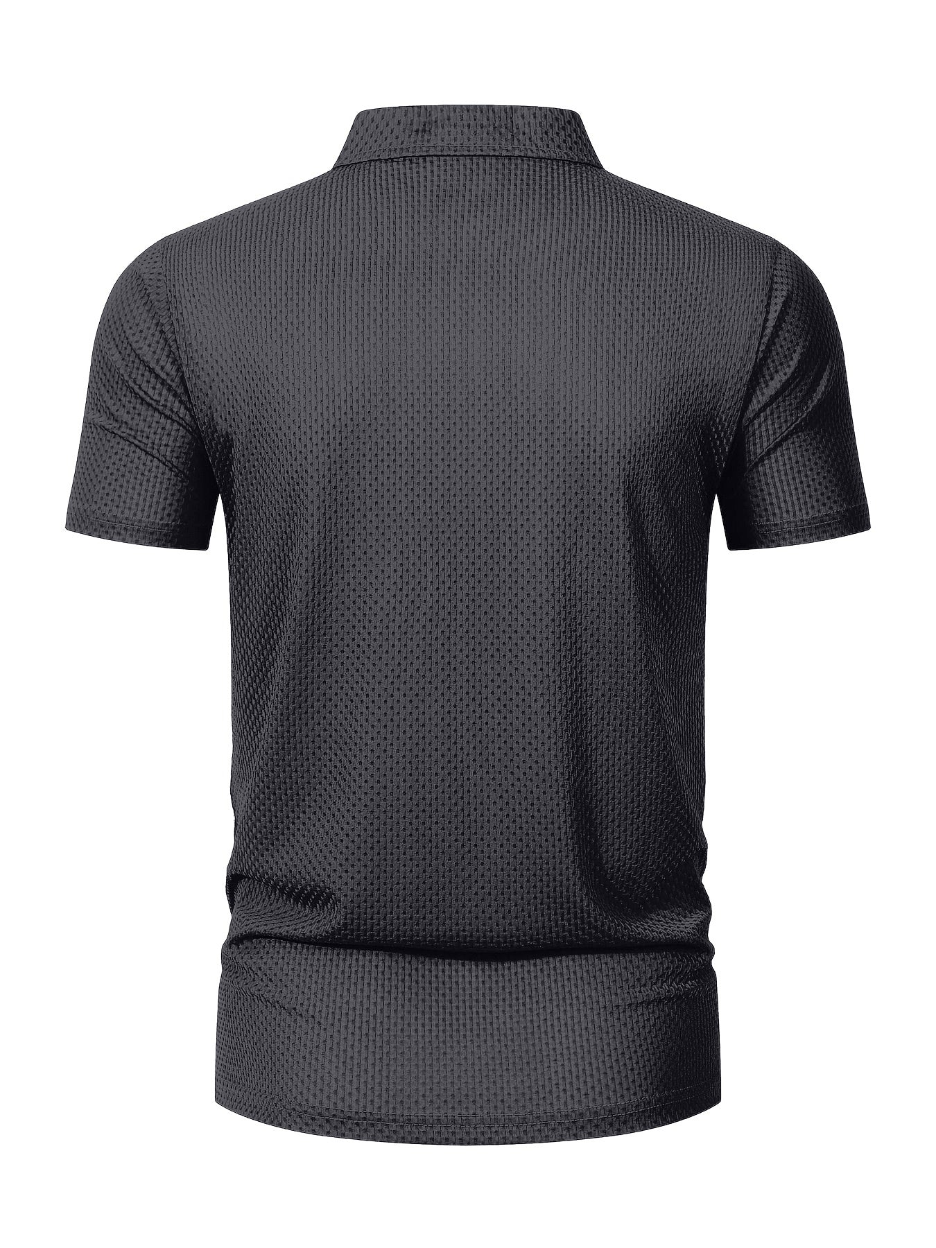 Men'S Summer Short Sleeve Polo Shirt, Soft Logo Fabric, Breathable Lightweight Casual Business Casual, Geometric Pattern, Lapel Collar, Medium Stretch, Regular Fit, Button Detail, Outdoor and Office Wear, Comfortable Everyday - ayq