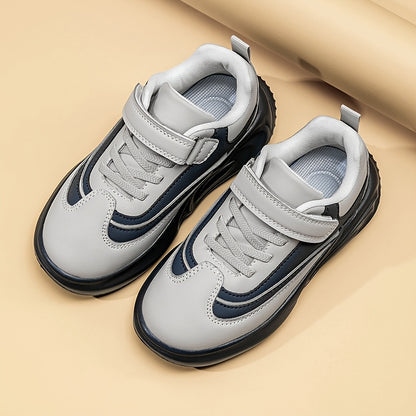Youngsters' Stylish Athletic Footwear - Comfortable Non-Slip Soft Sole Walking Shoes for Boys & Girls, All-Season, Black & White with Hook and Loop Closure