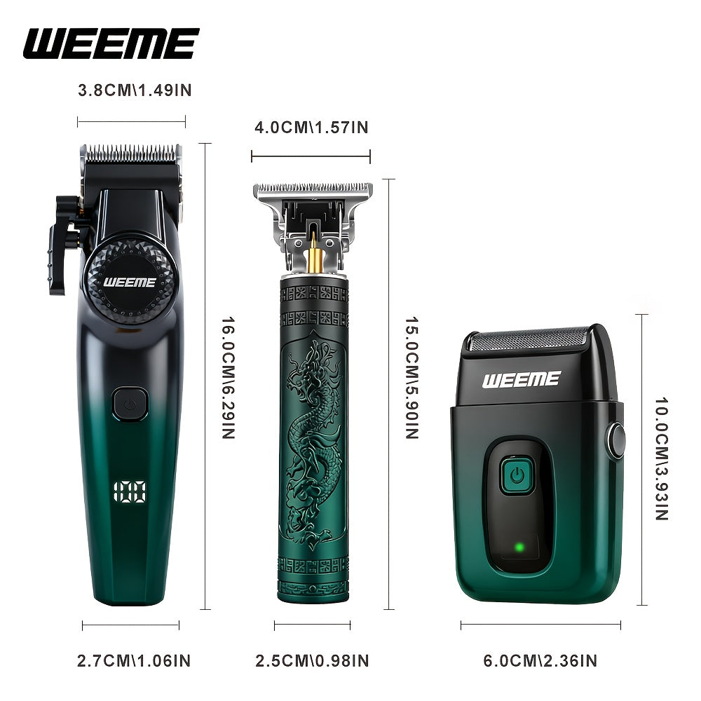 WEEME 3pcs professional Men's hair clipper set, easy to operate, comes with an electric razor, multi-functional hair trimmer for trimming hair and beard, suitable for both home use and barber shops, an excellent gift for frie