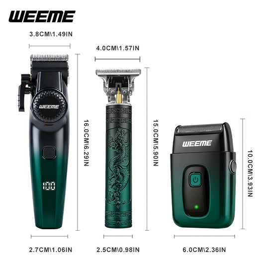 WEEME 3pcs professional Men's hair clipper set, easy to operate, comes with an electric razor, multi-functional hair trimmer for trimming hair and beard, suitable for both home use and barber shops, an excellent gift for frie - ayq