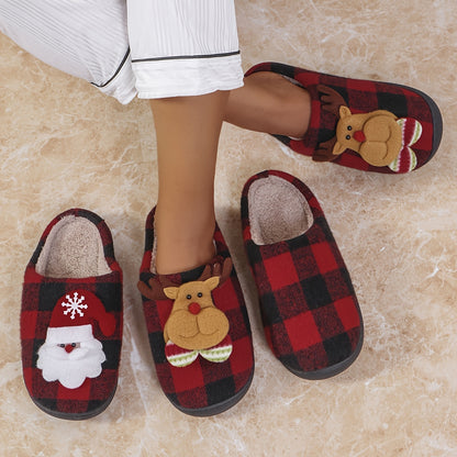 Classic Christmas Themed -Lined Slippers - Lightweight Indoor/Outdoor House Shoes, Christmas/Reindeer Antlers, Suitable for Bedroom, Living Room, or Vacation Wear, Men's Slippers, Women's Slippers, Couple Slippers, Comfortabl