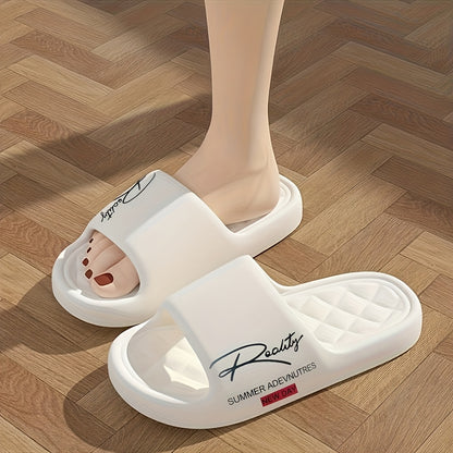Four Seasons EVA Slip-On Slippers, Simple Positioning Print, Versatile Slip-On, Casual Soft Sole, Non-Slip Bathroom Slides, Unisex Household Slippers for All Seasons - ayq