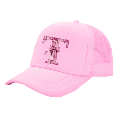 Kids Pink Mesh Bowknot Baseball Cap Breathable Lightweight