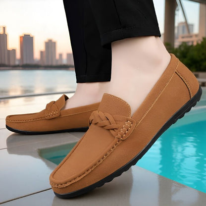 Plus Size Men's Casual Slip-On Loafers in Microfiber Leather
