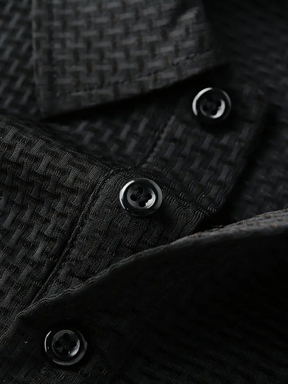 FS1128 Style Men'S Jacquard Polo Shirt with Unique Print Patterns, Casual Short Sleeves, Summer Fashion, Breathable Embossed Top, a Perfect Gift - ayq