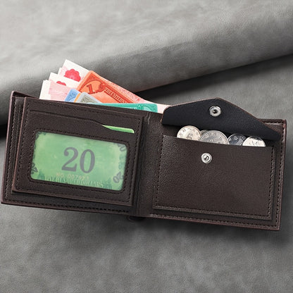 Men'S Large Capacity Lightweight Wallet - Business Casual & Everyday Use with Golden-Tone Hardware, Multiple Card Slots, Cash Pocket & ID Window - Durable Synthetic