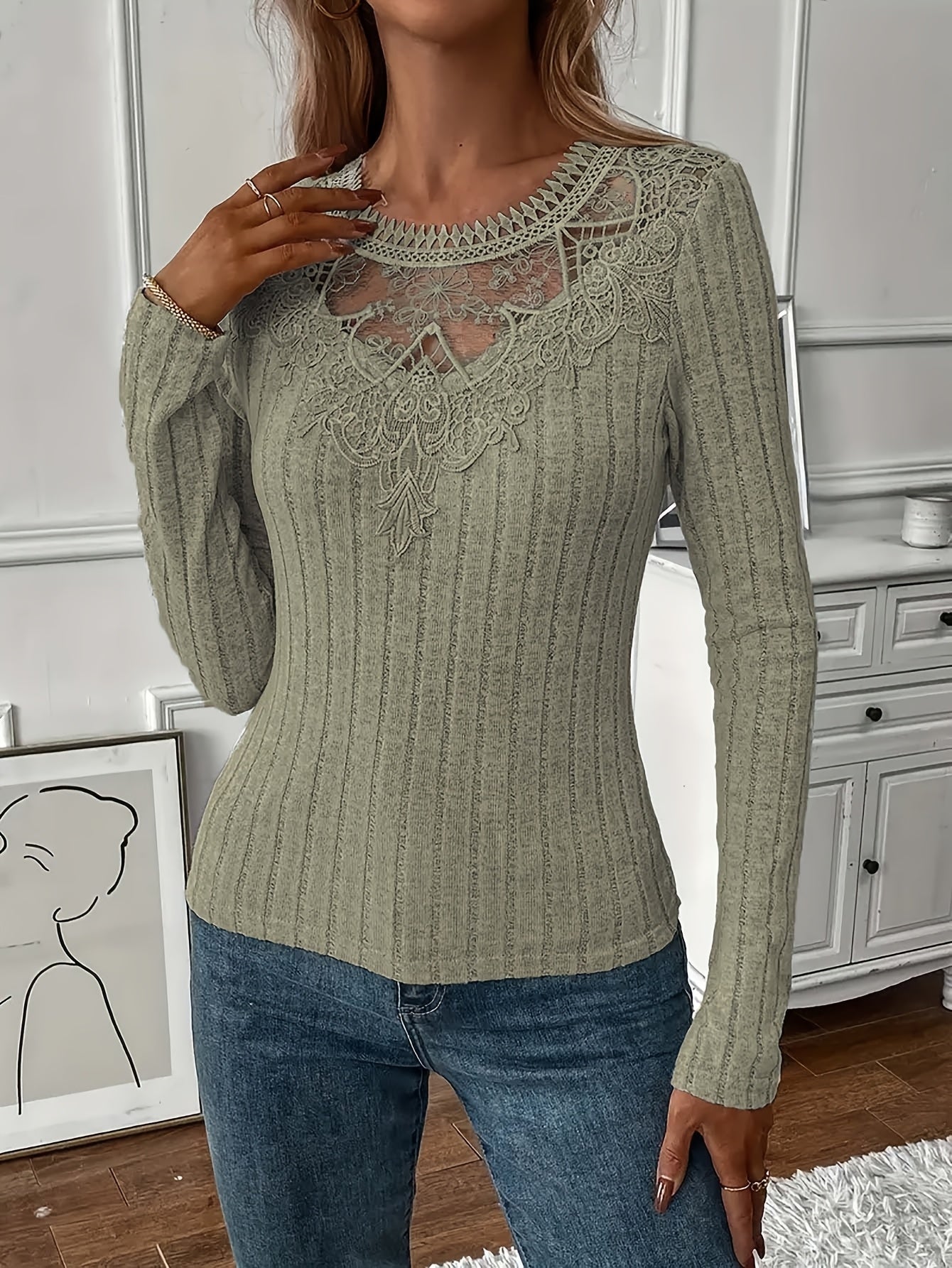 Directional Women'S French Lace Long Sleeve T-Shirt