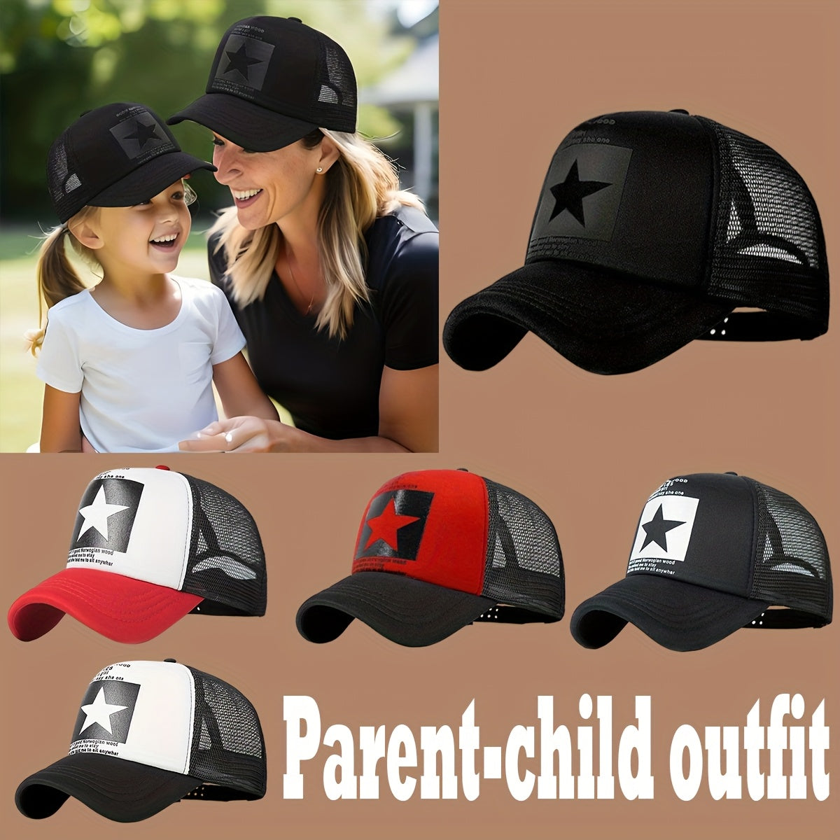 Kids' Breathable Star Print Baseball Cap with Adjustable Snap