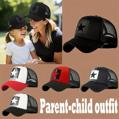 Kids' Breathable Star Print Baseball Cap with Adjustable Snap