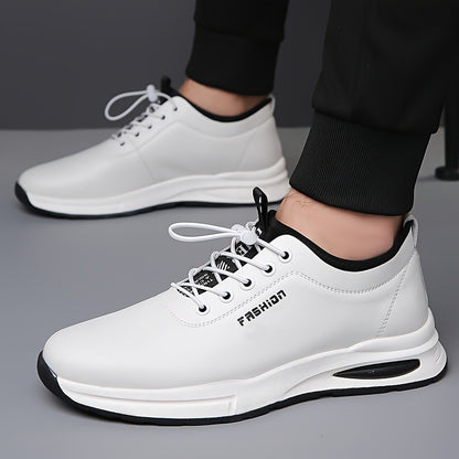 Men's Fashion Sneakers - Lightweight, Breathable Casual Shoes with Soft Rubber Sole, White  Black Design, Comfortable Low-Top Lace-Up Style for Casual Attire
