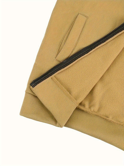 Men's Autumn and Winter Zipper Sweater Contrast Color Shoulder Sleeve Hoodie