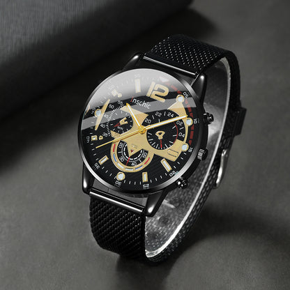 Business Casual Men's Quartz Watch and Bracelet Set - Minimalist Accessory, Perfect Gift for Him