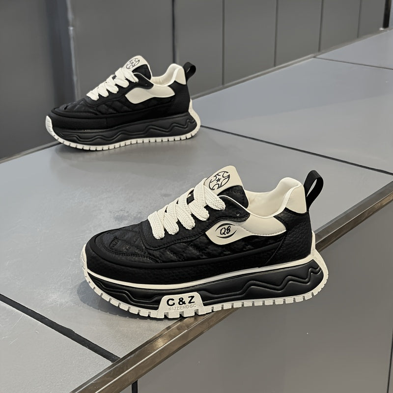 Men's Casual Lace-Up Athletic Shoes with Thick Non-Slip Sole