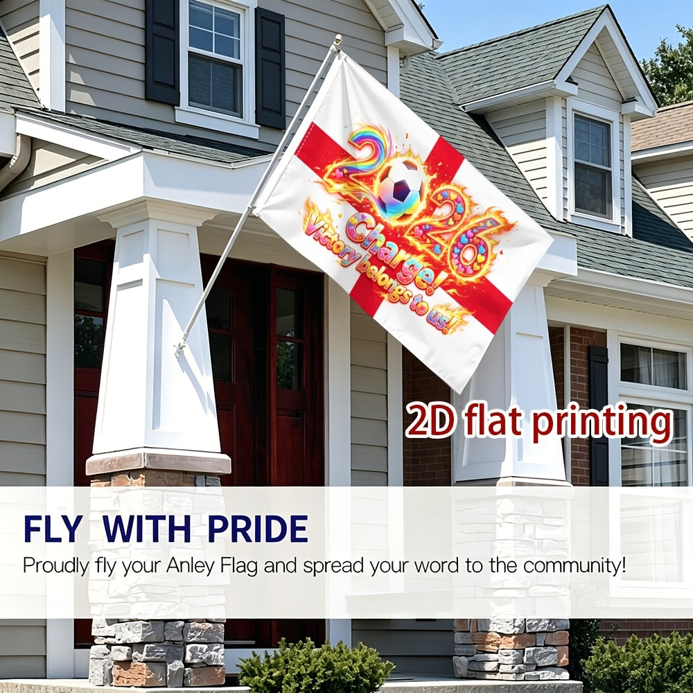 England 2026 Football Fan Flag - Vibrant Polyester, Fade-Resistant