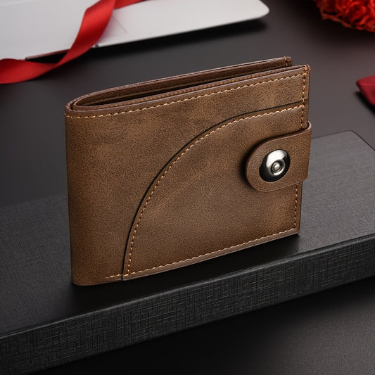 Men's Short Wallet with Magnetic Closure, PU Leather Bill Holder, Travel Document Pouch, Everyday Use Card Holder, Unisex Coin Purse
