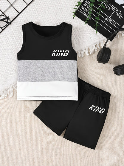 Boys' Casual Tank Top and Shorts Set, Lightweight Polyester