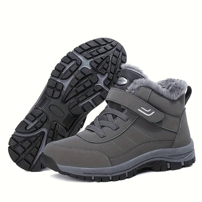 Men's & Women's Heavy-Duty Winter Snow Boots - Thick Short Boots with PU Upper, Rubber Sole & Striped Tread - Hiking, Mountaineering, Ice Climbing Shoes - Warm Cold Weather Footwear (Unisex Sizes Available)