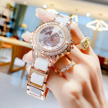 Elegant Women's Quartz Watch with Stainless Steel Band