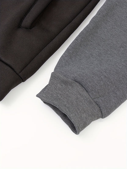 Men's Colorblock Hooded Jacket For Sports Outdoor, Stylish Leisure Outwear