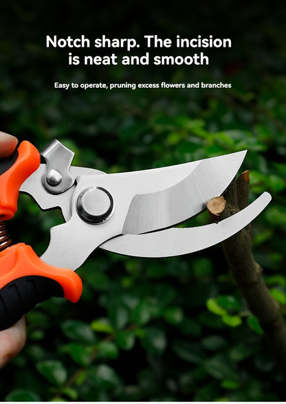 Gardening Scissors | Comfortable Grip, Spring-Assisted, Sharp and Non-Slip, Ideal for Pruning Branches and Flowers, Modern Stainless Steel Blades - ayq